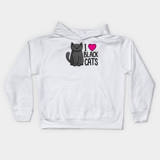 I Love Black Cats Kids Hoodie